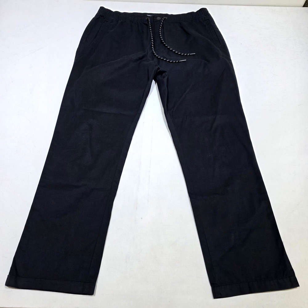 Reyn Spooner Pants Mens 2XL Black Drawstring‎ Elastic Waist Casual Straight Leg
